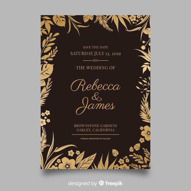 Elegant floral wedding invitation template