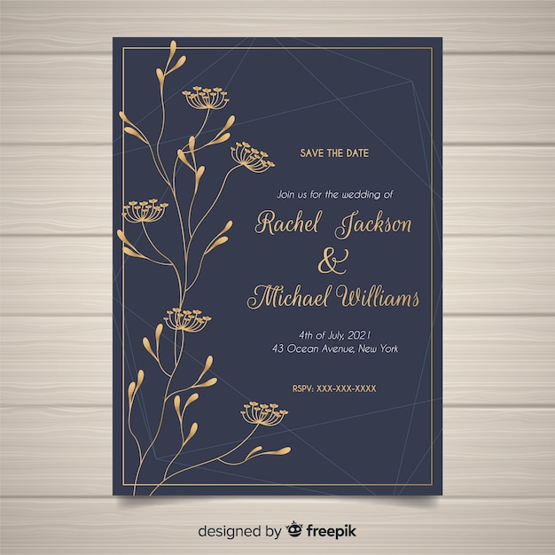 Elegant floral wedding invitation template