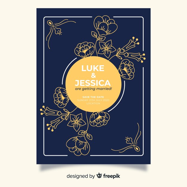 elegant floral wedding invitation template