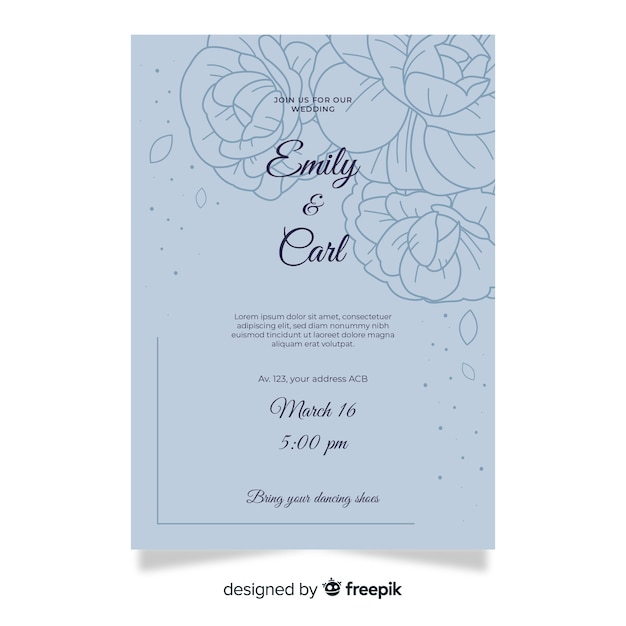 Free vector elegant floral wedding invitation template
