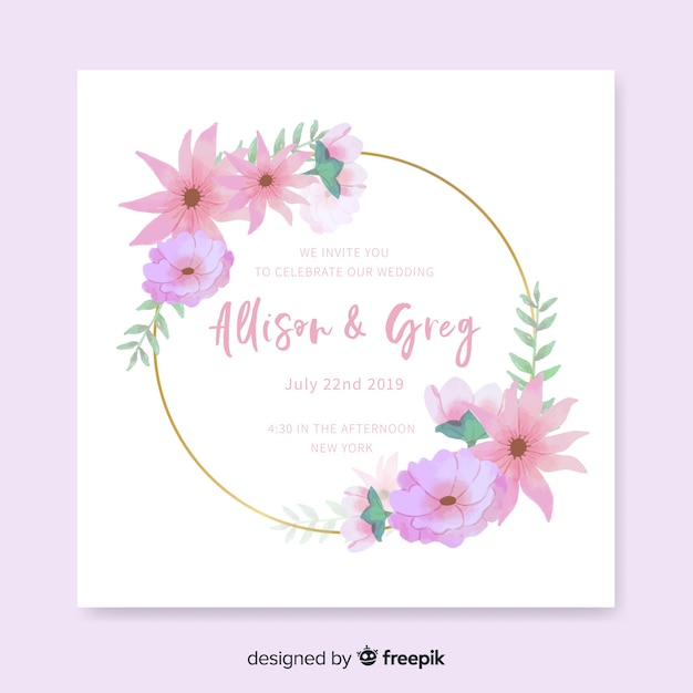 Free vector elegant floral wedding invitation template