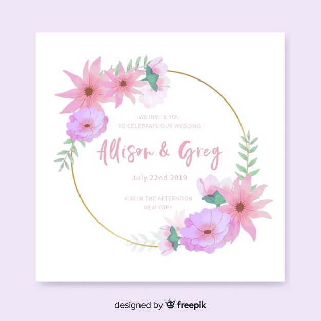 Elegant floral wedding invitation template