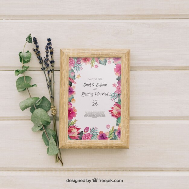 Elegant floral wedding invitation watercolor