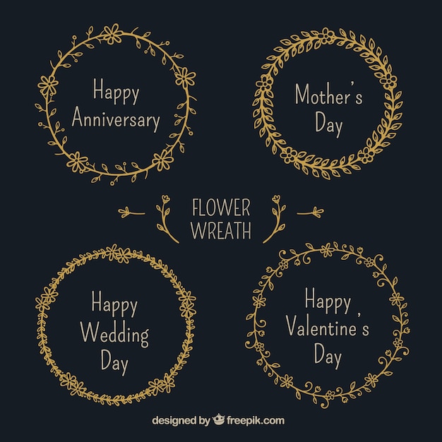 Free vector elegant floral wreath collection