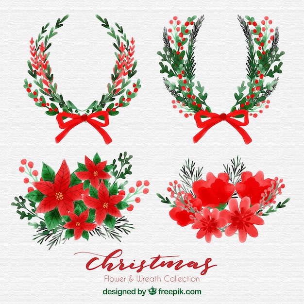 Free vector elegant floral wreaths