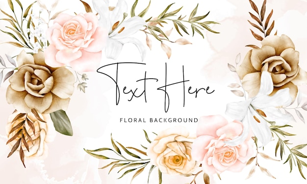 Free vector elegant flower frame background with watercolor