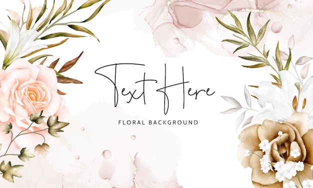 Free vector elegant flower frame background with watercolor