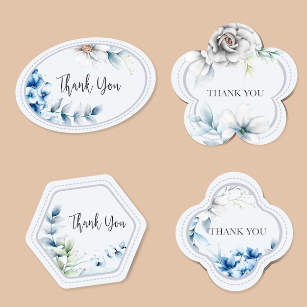 Free vector elegant flower label collection with beautiful floral wreath