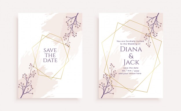 Elegant flower wedding invitation card template 