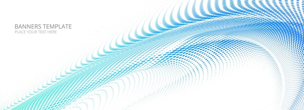 白い背景の上のエレガントな流れるカラフルな点線の波のバナー