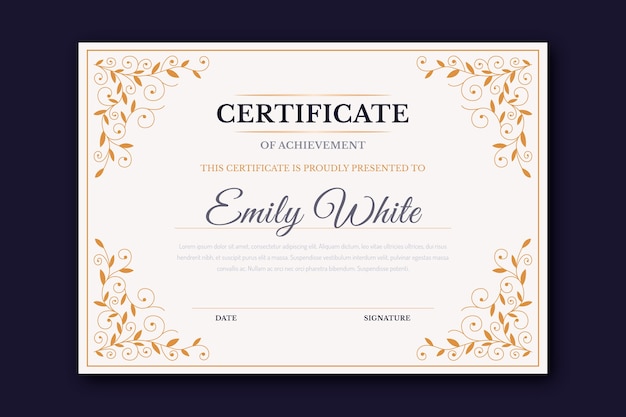 Free vector elegant frame template certificate