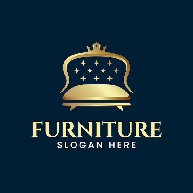 Elegant furniture logo with golden couch