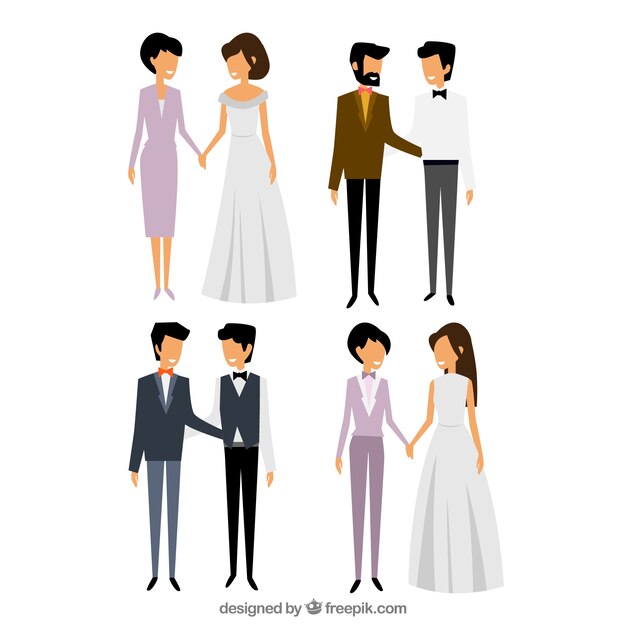 Free vector elegant gay couples