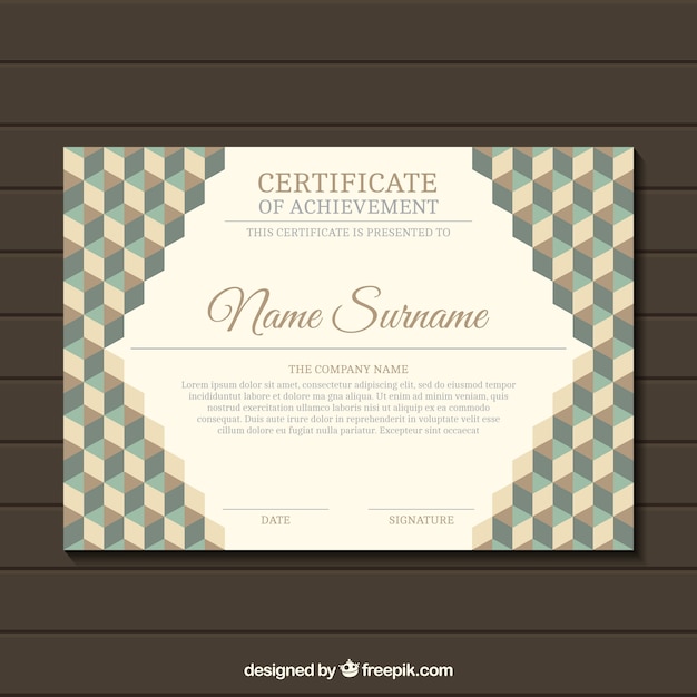 Elegant geometric certificate in retro style