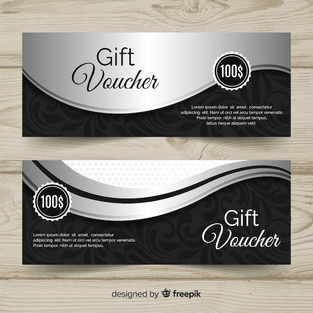 Elegant gift voucher template with silver style