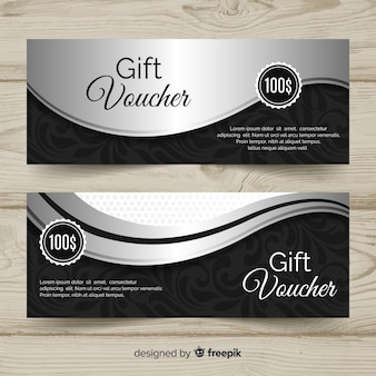 Elegant gift voucher template with silver style