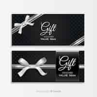 Free vector elegant gift voucher with silver style