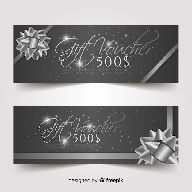 Free vector elegant gift voucher with silver style