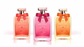 Vettore gratuito eleganti bottiglie di vetro per profumi da donna con