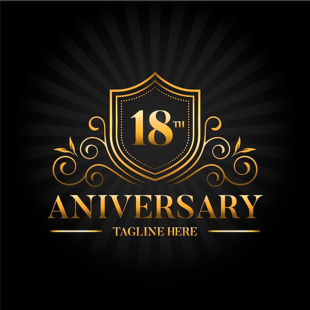 Elegant gold 18th anniversary logo template