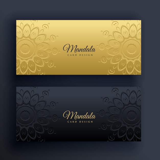 Elegant gold and black mandala banners