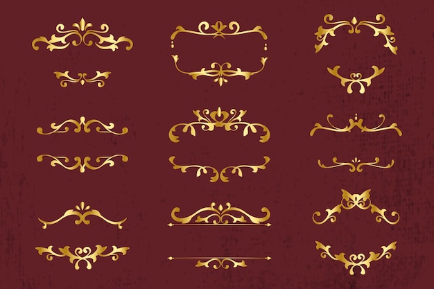 Elegante set di cornici per ornamenti in oro fiorito