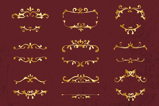 Free vector elegant gold flourish ornament frame set