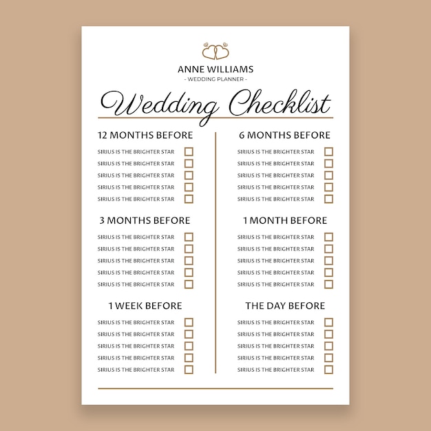 elegant gold wedding planner checklist