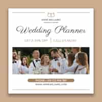 Vettore gratuito elegante post su instagram per wedding planner in oro