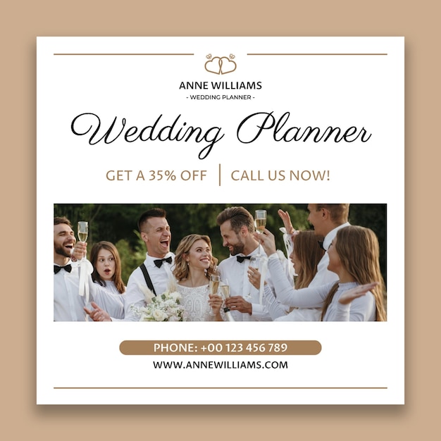 Elegant gold wedding planner instagram post