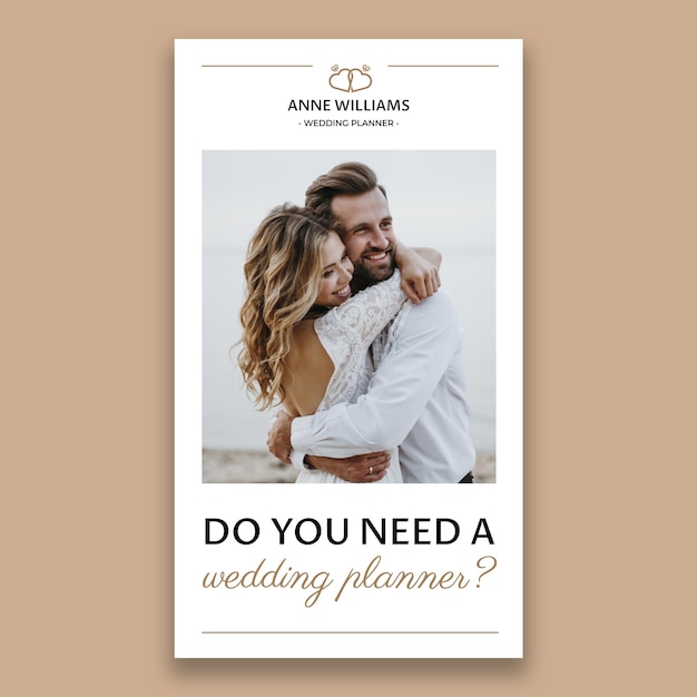 Free vector elegant gold wedding planner instagram story