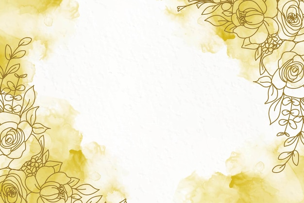 Elegant golden alcohol ink background with flowers