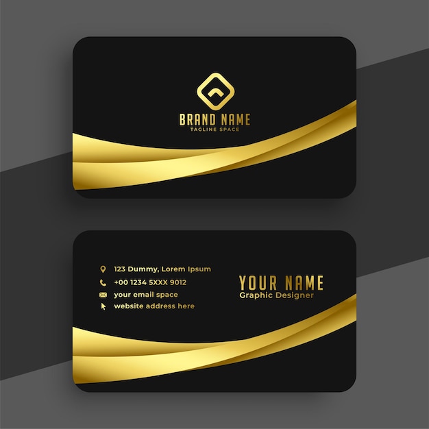 Free vector elegant golden and black business card template