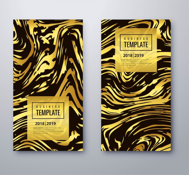 Elegant golden business template set with texture design