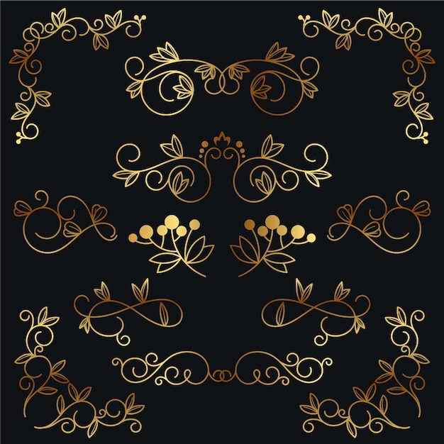 Elegant golden calligraphic ornament collection