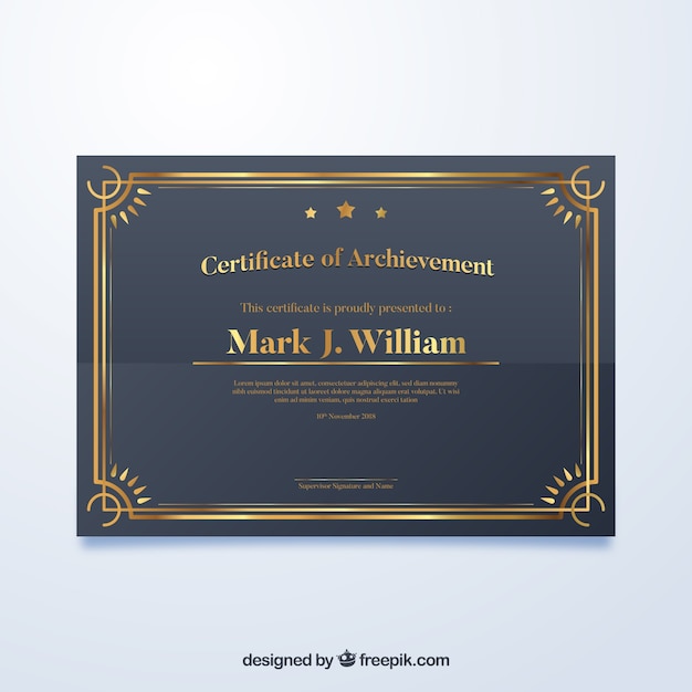 Free vector elegant golden certificate template