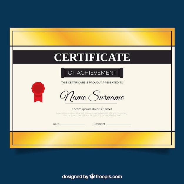 Elegante modello di certificato d'oro