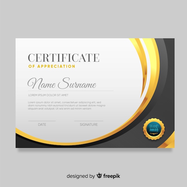 Elegant golden certificate template