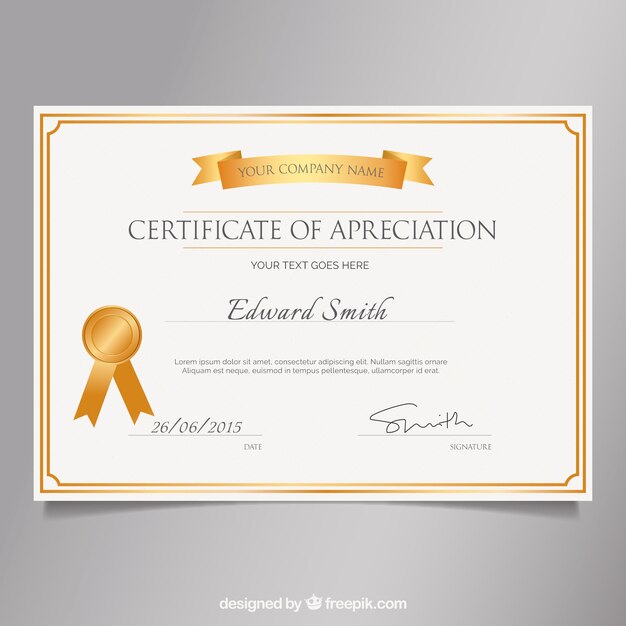 Elegant golden certificate