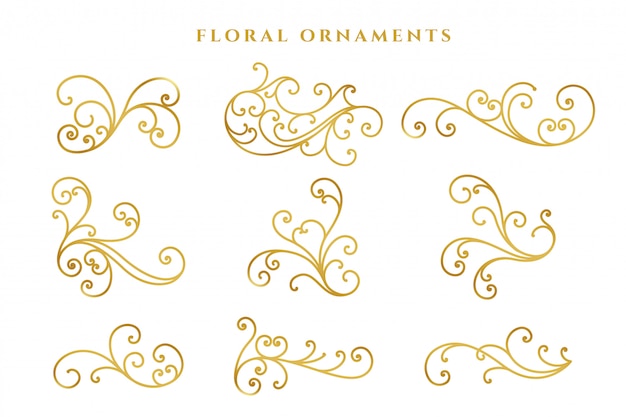 Elegant golden floral decoration big set