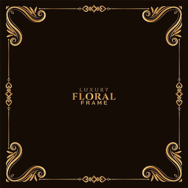 Elegant golden floral frame decorative background