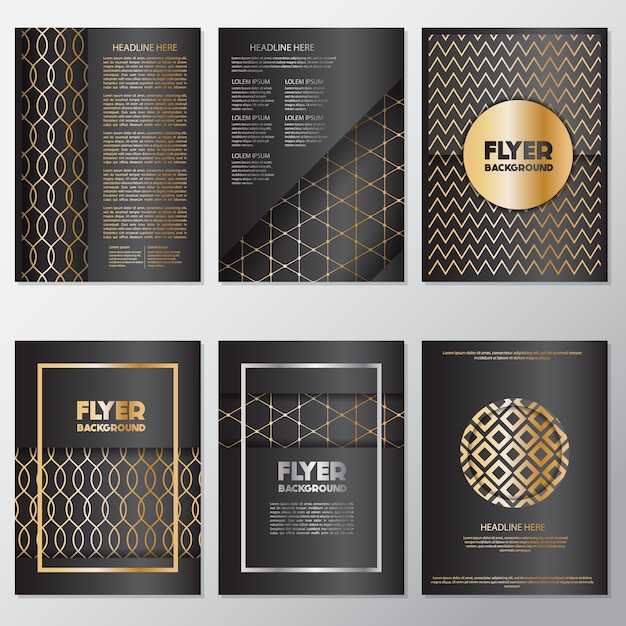 Free vector elegant golden flyer collection