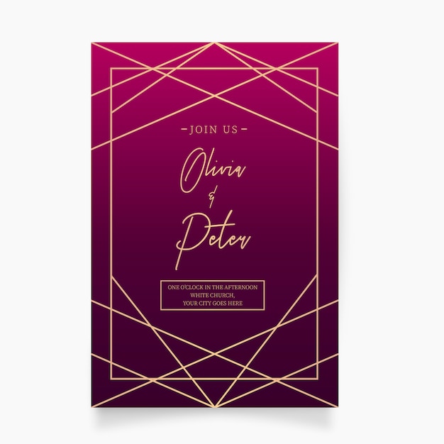 Elegant  golden frame wedding invitation