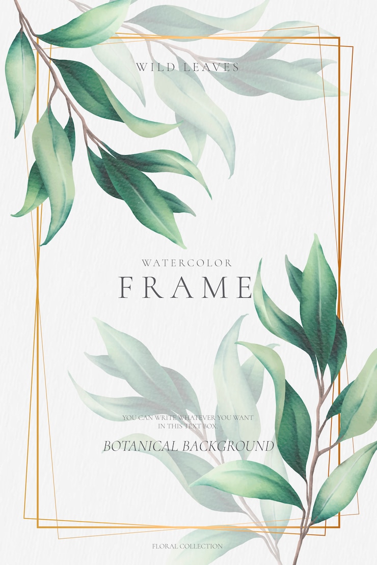 Free Vector elegant golden frame with beautiful leaves