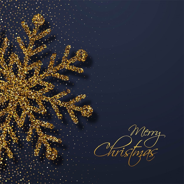 Elegant golden glitters snowflakes christmas card
