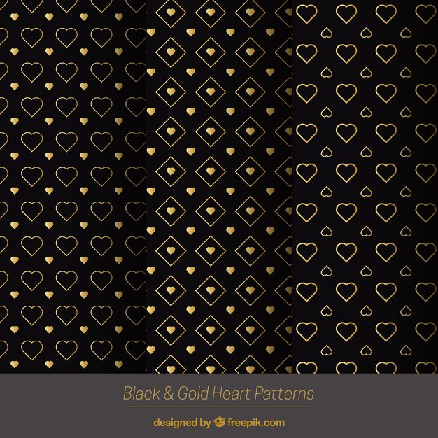 Elegant golden hearts patterns