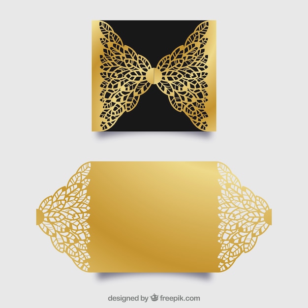 Elegant golden invitation with laser cut