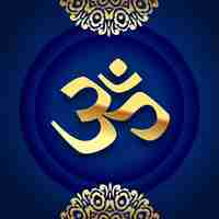 Free vector elegant and golden om symbol mythological significance of hinduism