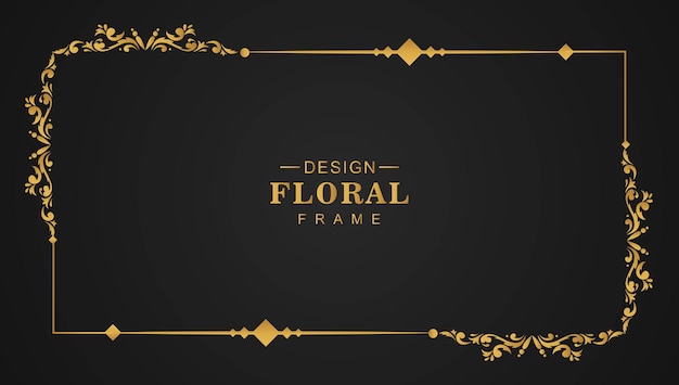 Vettore gratuito elegante cornice di lusso floreale ornamentale dorata