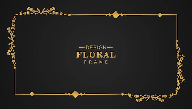 Elegant golden ornamental floral luxury frame design